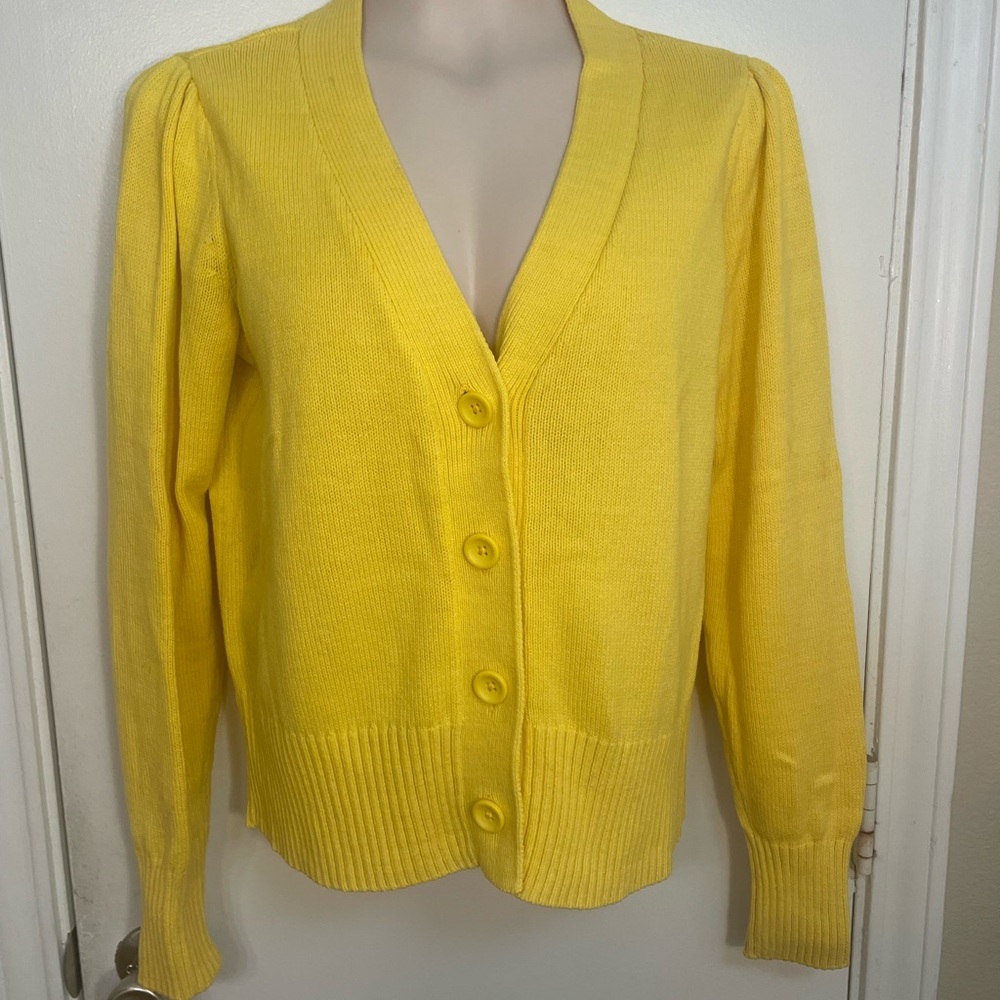 crown & ivy Yellow V-Neck Button Front Cardigan
